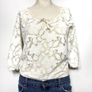 American eagle floral lace white blouse